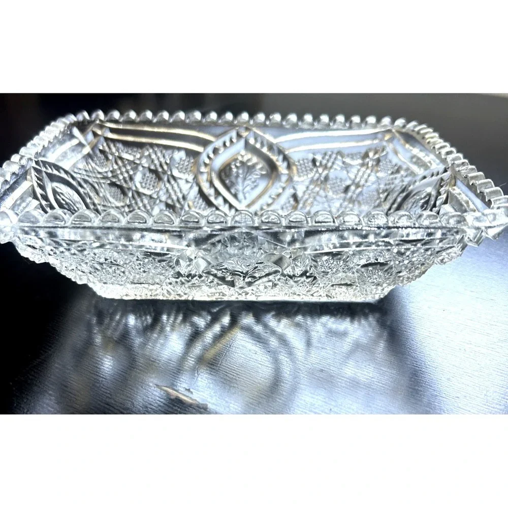 Vintage Mid Century Pressed Glass Bowl Sawtooth Edge Clear 7.5